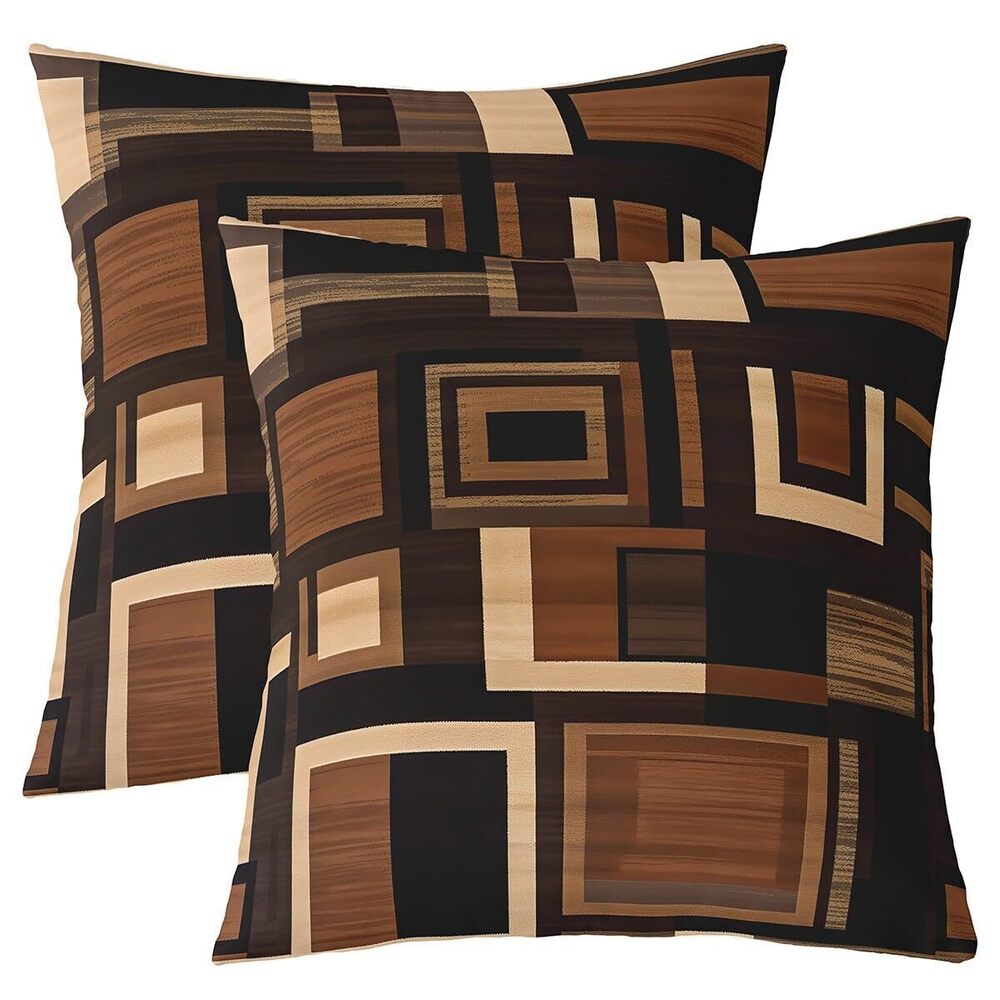 9842 Geometric Reversible Throw Pillow Covers 18 x 18-Inch Stripe Line